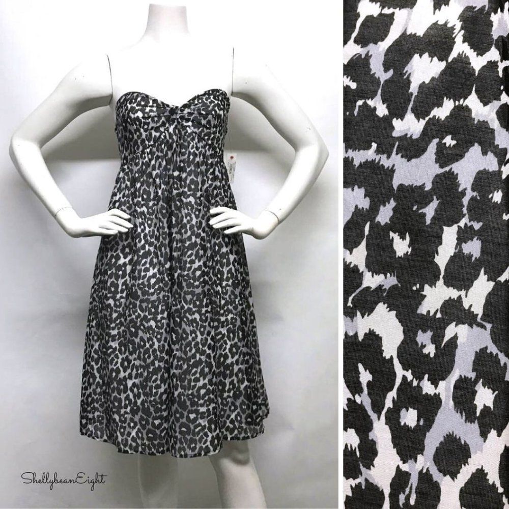JOIE Leopard Print Strapless Dress S 4 $240 NWT